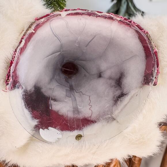 Vintage Burgundy/Gold Santa Claus Tabletop/Treetop Christmas Decor w Garland 16” - Picture 8 of 9